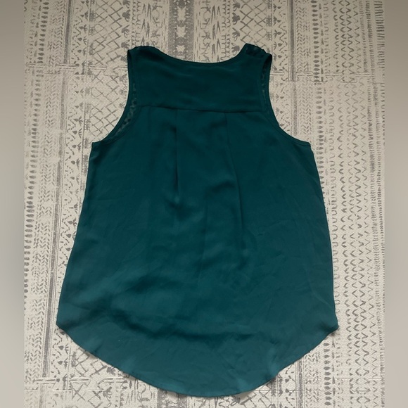 Anthropologie Maeve Green Sleeveless Mesh Polka Dot Cut Out Panels Top - Picture 7 of 7